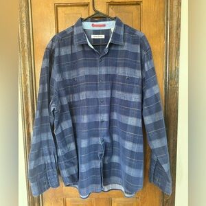 Tommy Bahama Blue Plaid Del Coast Corduroy Button Longsleeve Shirt. XL